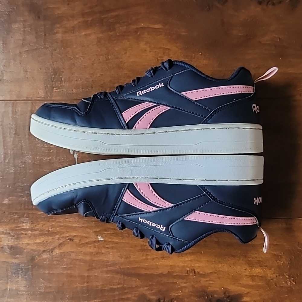 Reebok Royal Prime2 sneakers dark blue pink stripes platform girls 4.5 running